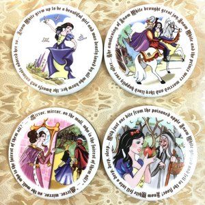 Snow White Porcelain Coasters Disney Set of 4